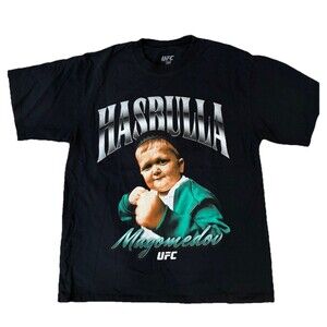 UFC T-Shirt Men's Medium Black Hasbulla Magomedov Fighter Graphic Streetwear